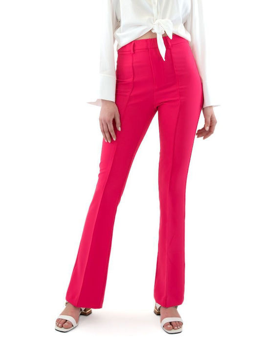Twenty 29 Women's High-waisted Fabric Trousers in Slim Fit Fuchsia