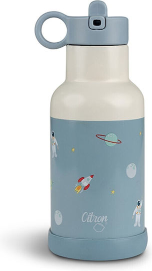 Citron Kids Water Bottle Stainless Steel with Straw Non Spill Light Blue 350ml