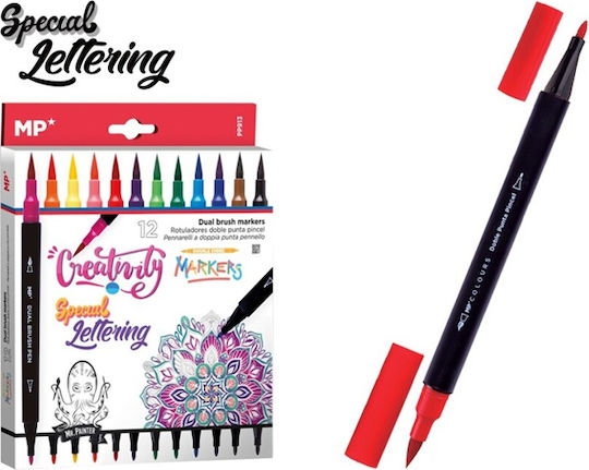 Artix Dual Tip Brush Pens Drawing Markers Double Tip Set 12pcs