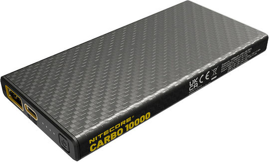 NiteCore Carbo 10000 Power Bank 10000mAh 18W με Θύρα USB-A και Θύρα USB-C Power Delivery Μαύρο