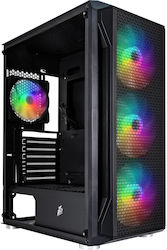 1STPLAYER Firebase X5 RGB Jocuri Middle Tower Cutie de calculator Negru