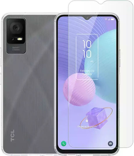 Vivid Set Задна корица Силикон / Закалено стъкло Прозрачен (TCL 405)