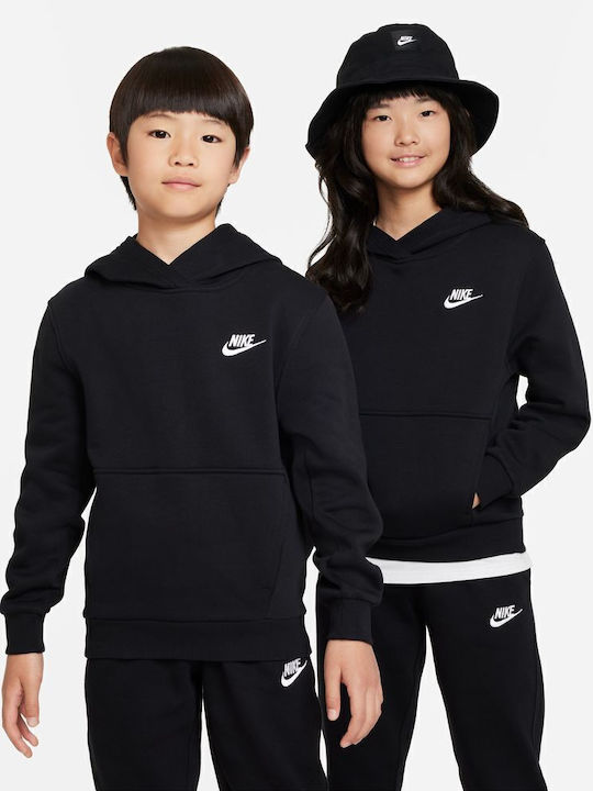 Nike Fleece Kids Sweatshirt with Hood Black Spo...