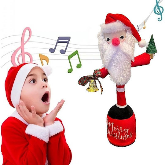 Plüsch Dekorativer Weihnachtsmann mit Musik Mehrfarbig 32cm