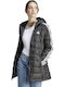 Essentials 3-Stripes Light Down Women's Long Puffer Jacket for Winter with Hood Black