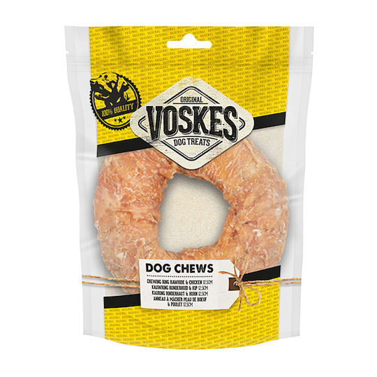 Voskes Voeders Chewing Ring Rawhide Κόκκαλο για Σκύλους με Γεύση Κοτόπουλο 12.5εκ.