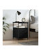 Wooden Bedside Table Black 34x35.5x50cm