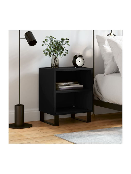 Wooden Bedside Table Black 40x30x50cm