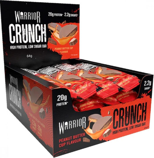 Warrior Crunch Μπάρες με 20gr Πρωτεΐνης & Γεύση Peanut Butter Cup 12x64gr