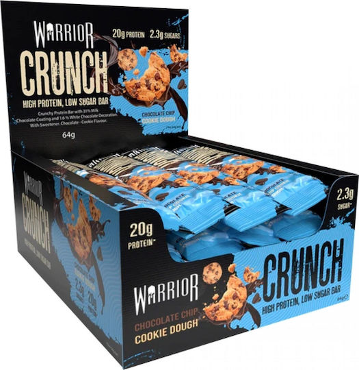 Warrior Crunch Μπάρες με 20gr Πρωτεΐνης & Γεύση Chocolate Chip Cookie Dough 12x64gr