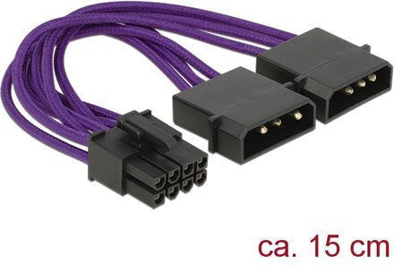 DeLock 8-Pin PCIe - 2x 4-Pin pwm Кабел 0.15м Лилав 83705