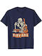 Pegasus Nirvana Bedrucktes T-shirt Marineblau