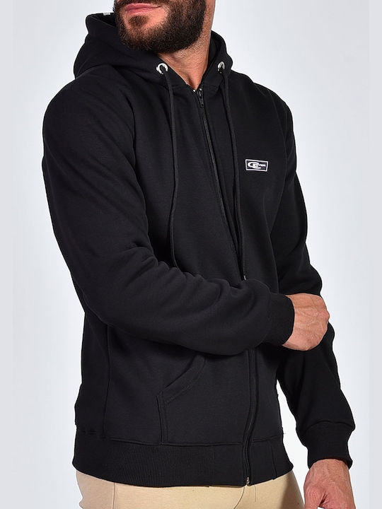 Clever Men's Sweatshirt Jacket with Hood Black