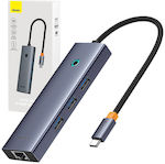 Baseus UltraJoy USB 3.0 Hub 3 Θυρών με σύνδεση USB-C Γκρι