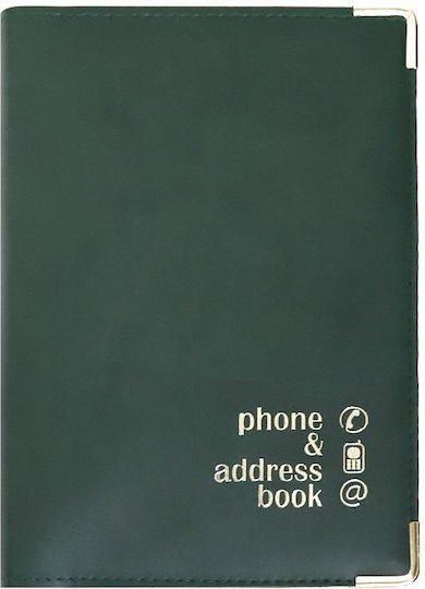 Ekdosis Phone Directory Leather with Greek Alphabet Green 17x12cm
