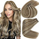 Bioshev Professional Haarteile mit Echthaar in Licht Kastanie Farbe P8/613 50cm No P8/613