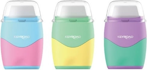Keyroad Plastic Double Sharpener Barrel with Eraser (Μiscellaneous Colours) 1pcs