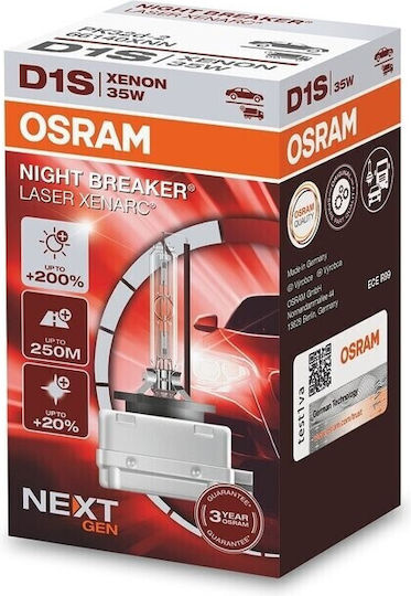 Osram Lămpi Autoturismului Xenarc Night Breaker Laser Next Gen +200% D1S Xenon 4500K Alb natural 85V 35W 1buc