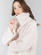 24 Colours Damen Bluse Samt Langärmelig mit Reißverschluss Weiß