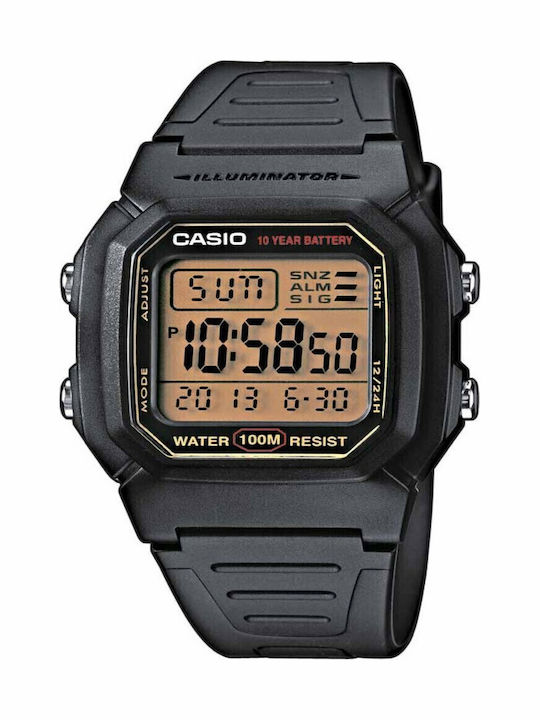 Casio Collection Ψηφιακό Ανδρικό Ρολόι Μπαταρίας με Μαύρο Καουτσούκ Λουράκι