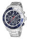Nautica Herrenuhr 48mm Chronograph Batterie mit Silber Metallarmband