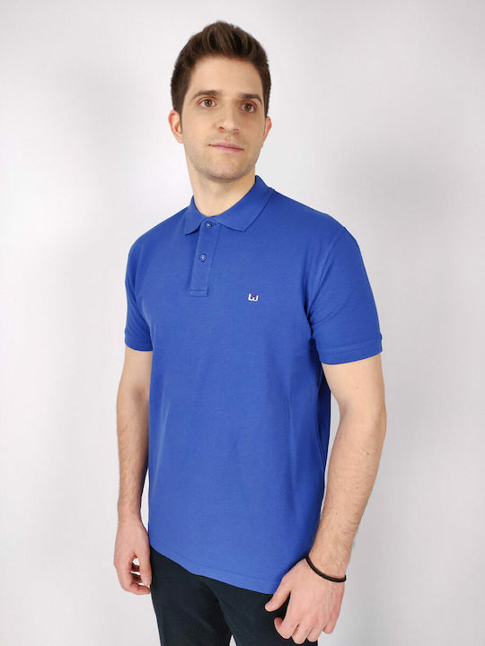 Leonardo Uomo Men's Short Sleeve Blouse Polo Blue