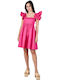 Zoya Summer Mini Dress with Ruffle Fuchsia