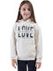 Kids Sweatshirt Cardigan Fleece with Hood Ecru