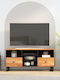 Solid Wood / Particle Board TV Furniture with Drawers Natural L100xW33xH46cm