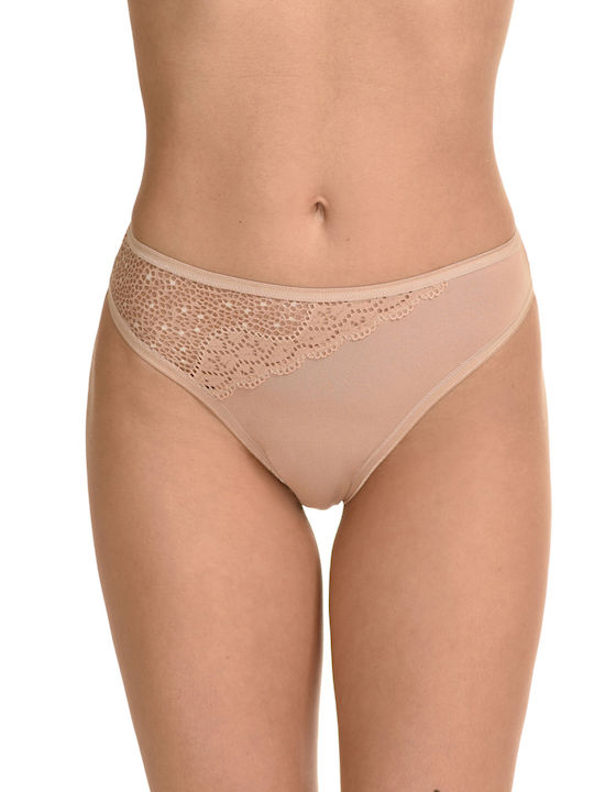 Femeie Slip cu Dantelă Bej