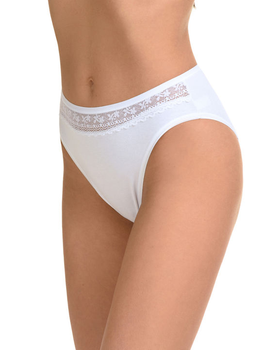 Miss Rosy Talie înaltă Femeie Slip cu Dantelă Alb