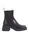 Leder Damen Chelsea Stiefeletten Schwarz