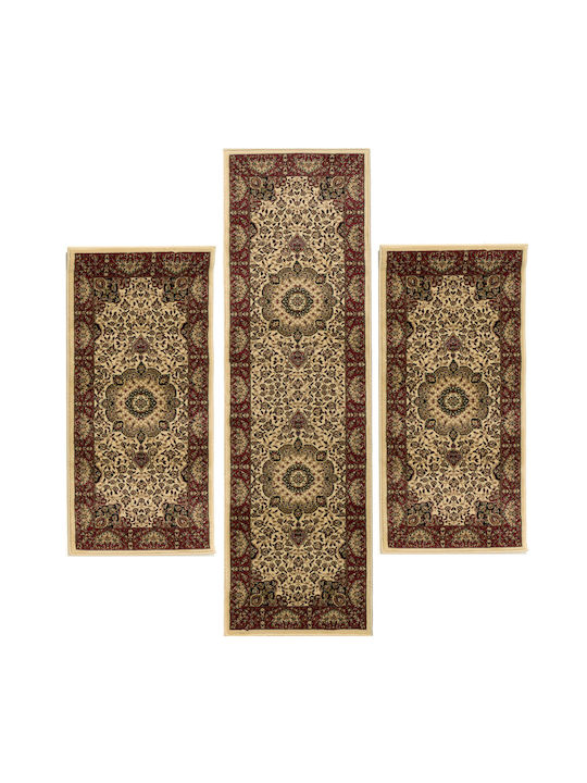 Isexan Milano Bedroom Rugs Set Burgundy 83-3TEM-8321 3pcs