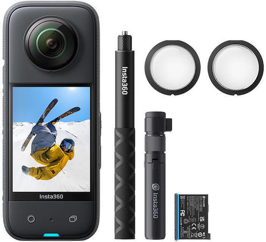 Insta360 X3 Action Camera 5K 360° Capture Underwater Creator Kit with Touch Screen 2.29" and Wi-Fi Black