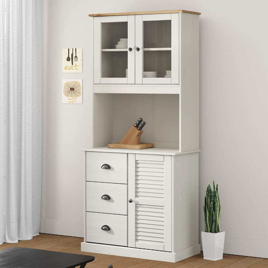 Wall Living Room Display Cabinet made of Wood & Metal with Glass Blue 78x30x100cm