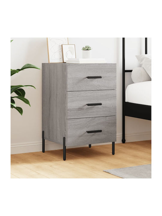 Wooden Bedside Table Grey Sonoma 40x40x66cm