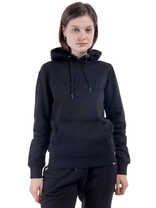 District75 Women's Hooded Fleece Sweatshirt Black