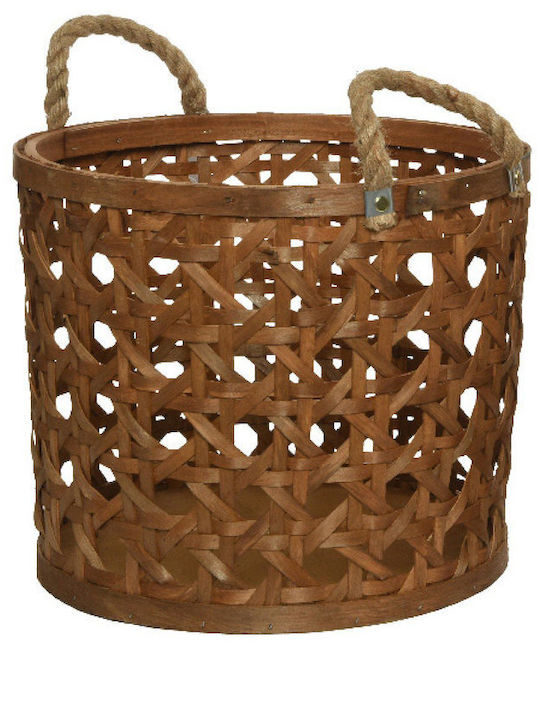 Dekorativer Korb Hölzernes mit Griffen Braun 35.5x35.5x30cm