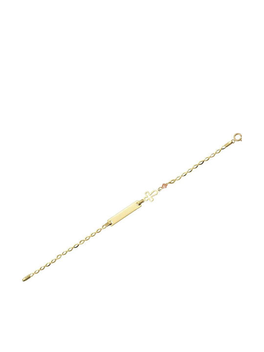 Kontopoulos Kids Bracelet ID from Gold 9K with Σταυρό