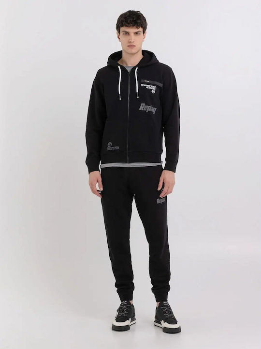 Replay Men's Sweatshirt Jacket with Hood Black