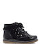 Biker Kids Boots from Patent Leather with Zipper Black