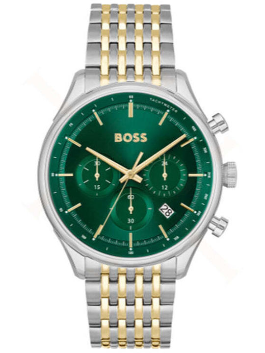 Boss Gregor Ανδρικό Ρολόι 44mm Χρονογράφος Μπαταρίας με Μεταλλικό Μπρασελέ