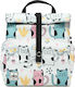 The Lunch Bags Kids Kitties Σχολικό Ισοθερμικό Τσαντάκι Φαγητού Χειρός 5lt Λευκό 21x16x24cm