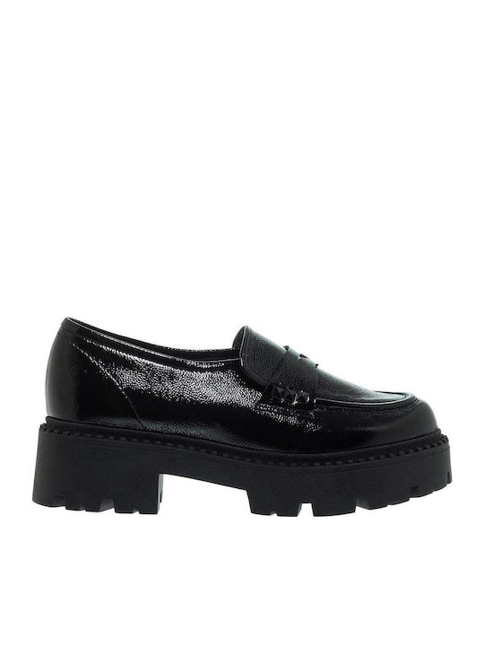 Lackleder Damen Mokassins in Schwarz Farbe