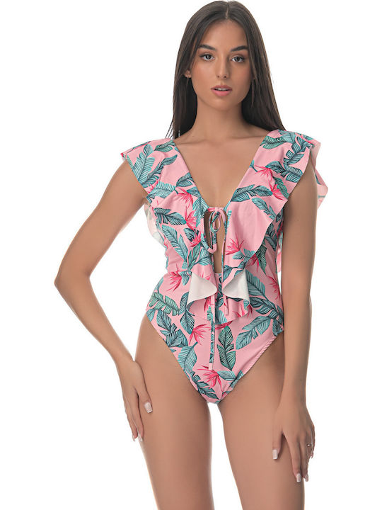 Ολόσωμο Μαγιό Floral Ροζ
