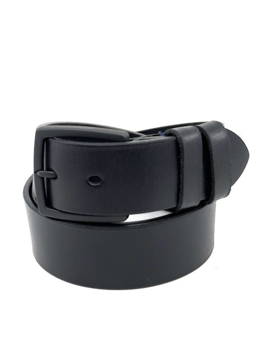 Wide Men's Belt Leather Black