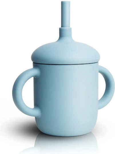 One & Only Baby Baby Cup with Handles and Straw made of Silicone Light Blue 150ml