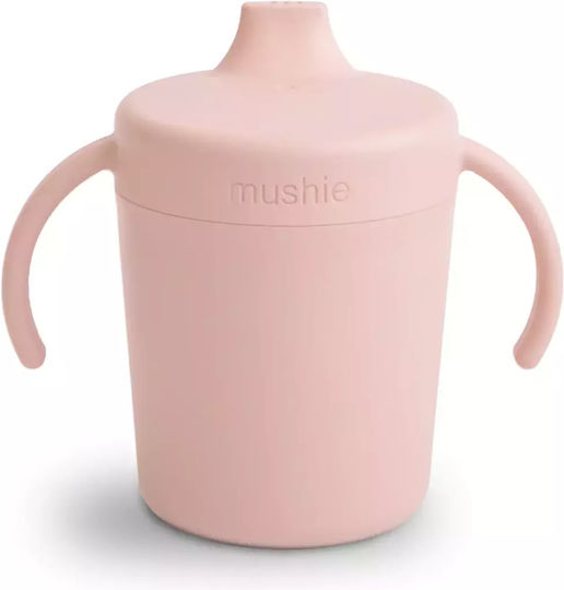 Mushie Παιδικό Ποτηράκι με Λαβές και Καλαμάκι από Πλαστικό Ροζ 230ml για 6m+