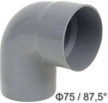 Palaplast Γωνία Σωλήνα PVC Αρσενικό/Θηλυκό 75mm 7211/0075