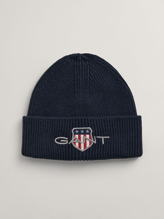 Gant Shield Beanie Unisex Beanie Gestrickt in Marineblau Farbe